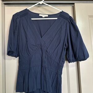 LOFT Deep Blue V-Neck Blouse